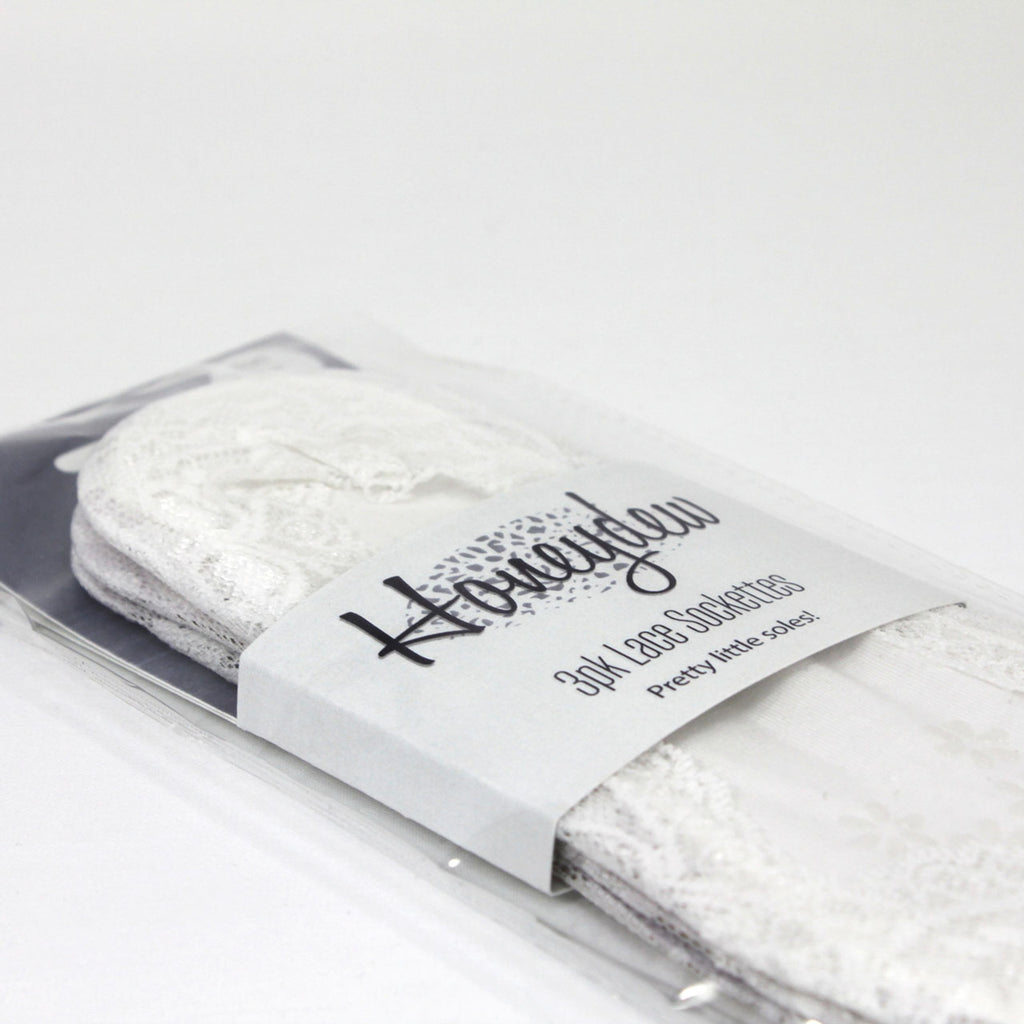 Honeydew Lace Sockettes 3pack White