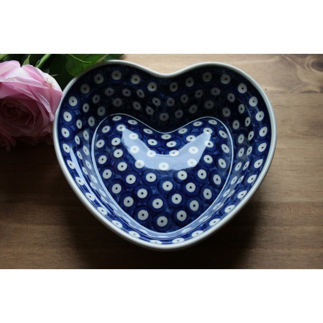 Blue/White Spot Heart Shape Large Bowl