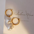 Steel Me Yellow Gold Baroque Pearl Earrings