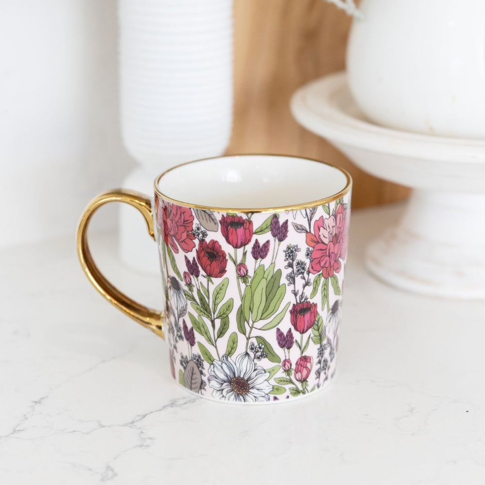 Floral and Gold Mug