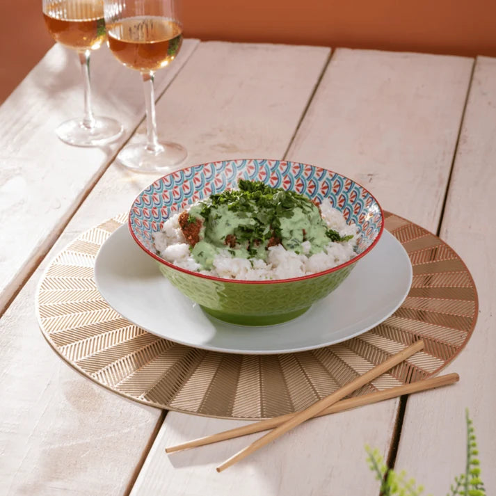 MK Green Blue Geometric Ramen 21cm