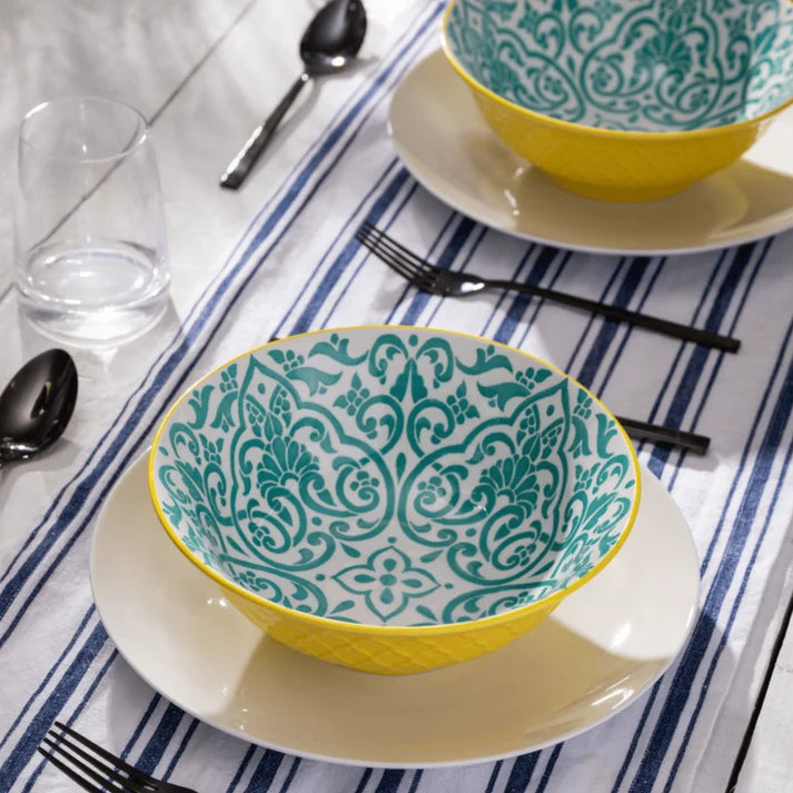 MK Yellow and Geometric Ramen Bowl 21cm