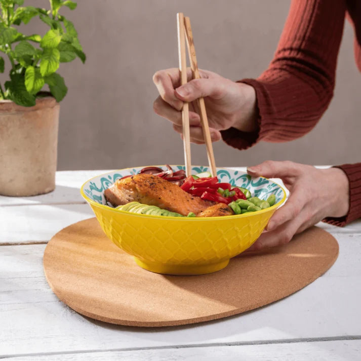 MK Yellow and Geometric Ramen Bowl 21cm