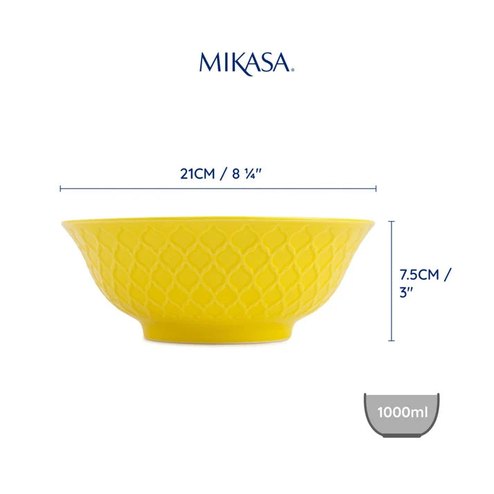 MK Yellow and Geometric Ramen Bowl 21cm