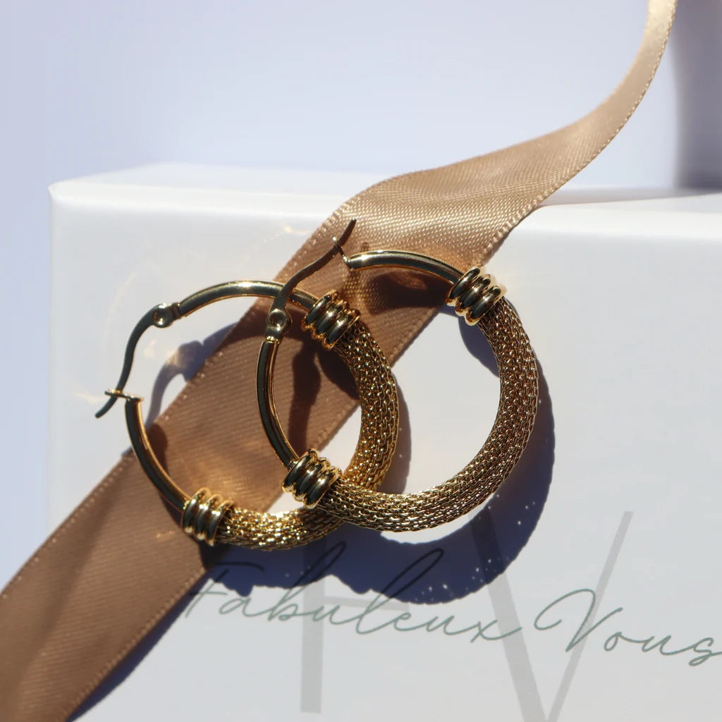 Steel Me Stainless Yellow Gold Mimi Hoop Earring 30mm