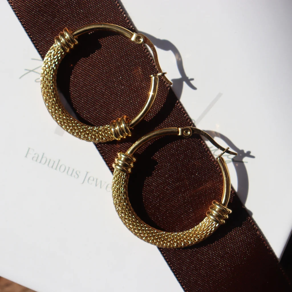 Steel Me Stainless Yellow Gold Mimi Hoop Earring 30mm