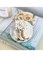 Saddle & Bloom Floral Boots Ceramic Coaster