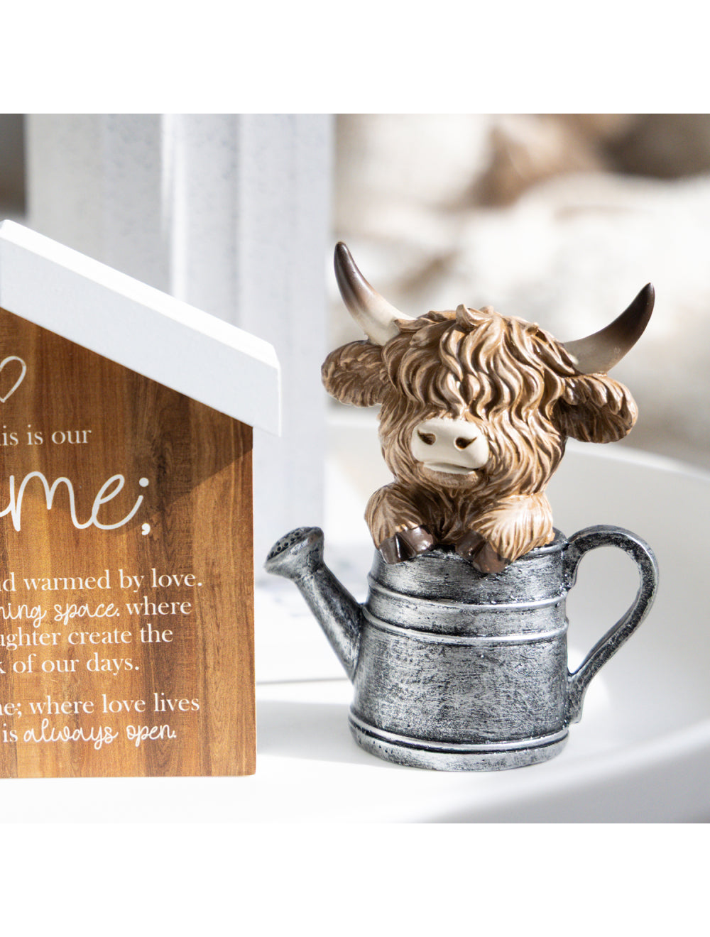 Saddle & Bloom Watering Can Highland Cow