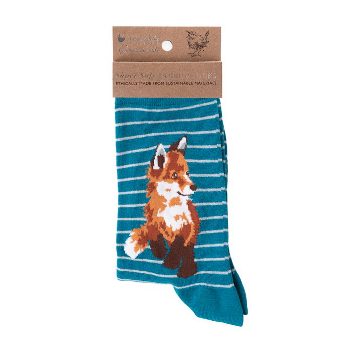 Wrendale Socks Fox Teal