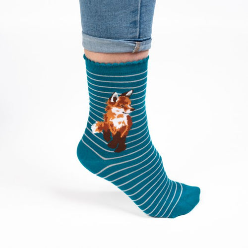 Wrendale Socks Fox Teal