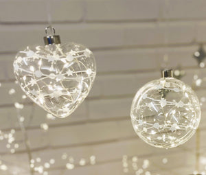 12cm Silver Thread Clear Sphere Hanging Glass Light