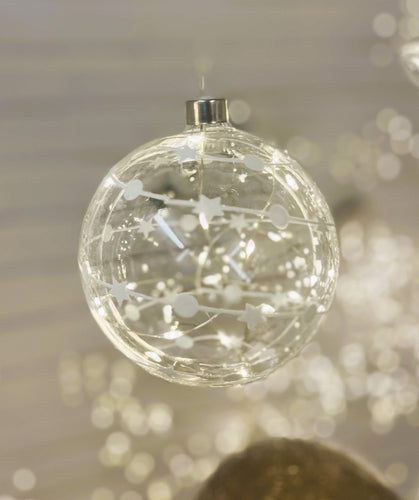 12cm Silver Thread Clear Sphere Hanging Glass Light