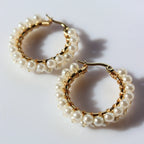 Steel Me Pearl Woven Hoops 25mm