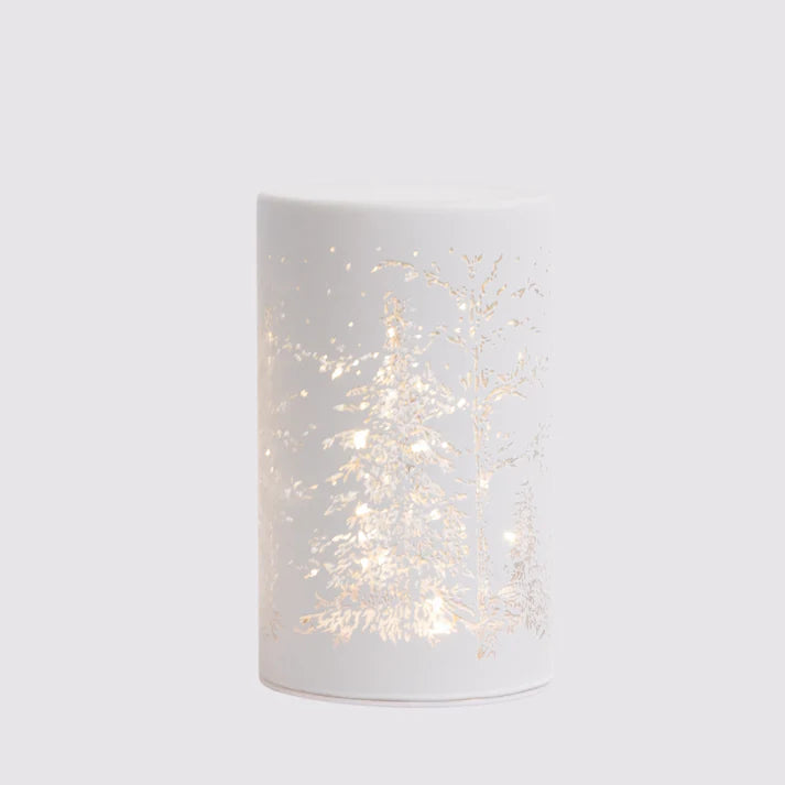 Tall Forest Scape Noel Lantern White