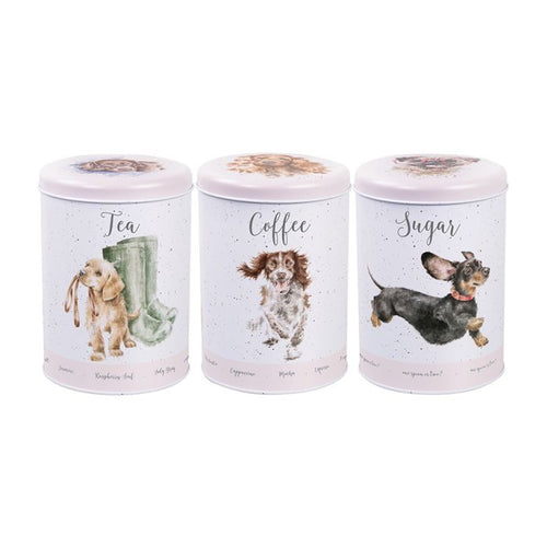 Wren A Dogs Life Tea,Coffee,Sugar Canisters