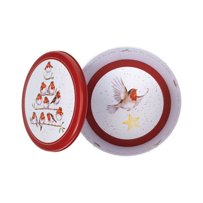 Wrendale Rockin Robins Round Xmas Tin