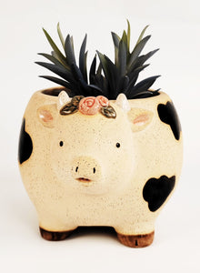 Cow with Flowers Planter Sand