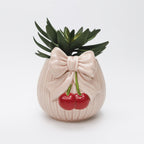 Cherry Bow Planter Pink & Red 14cm