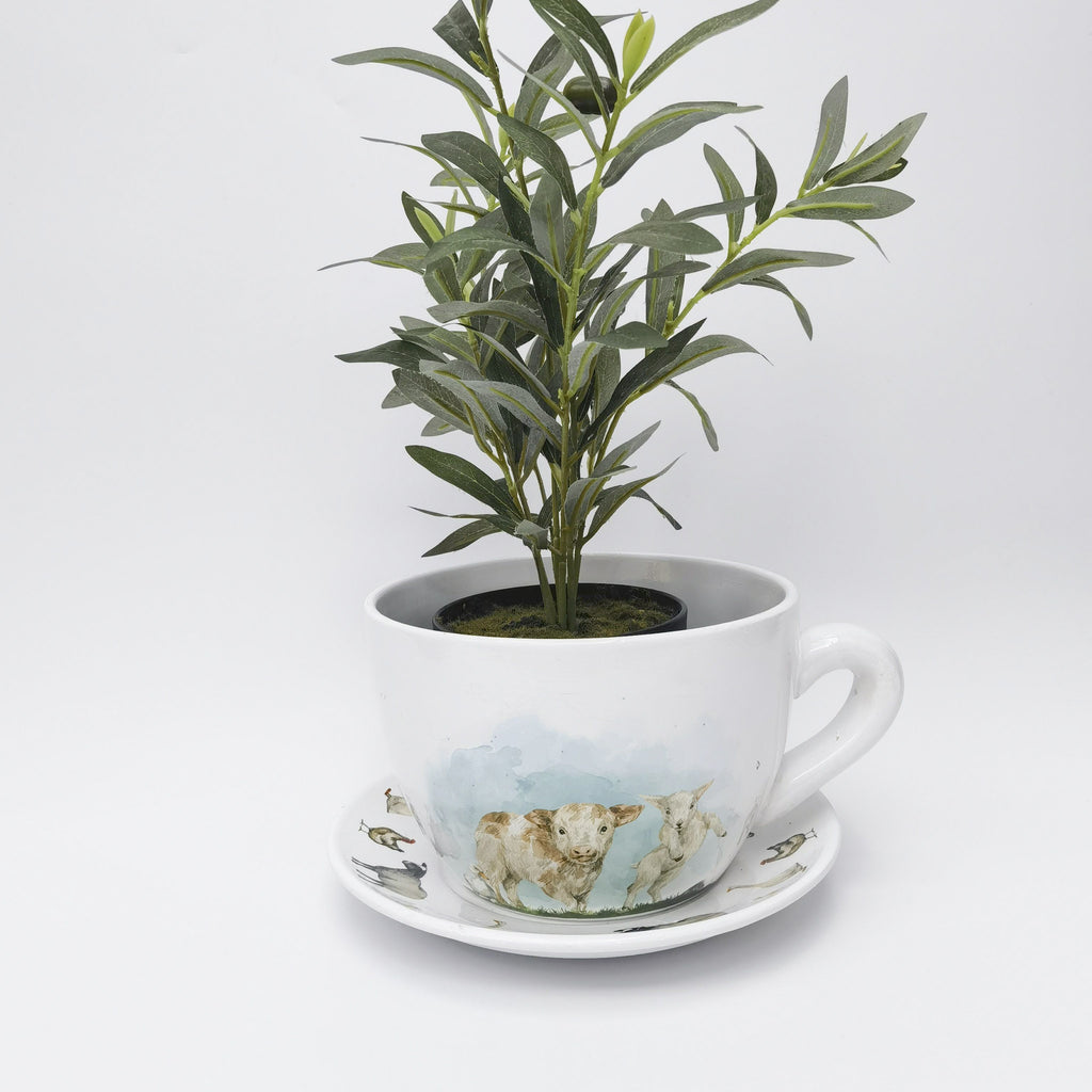 Highland & Friends Tea Cup Planter Brown