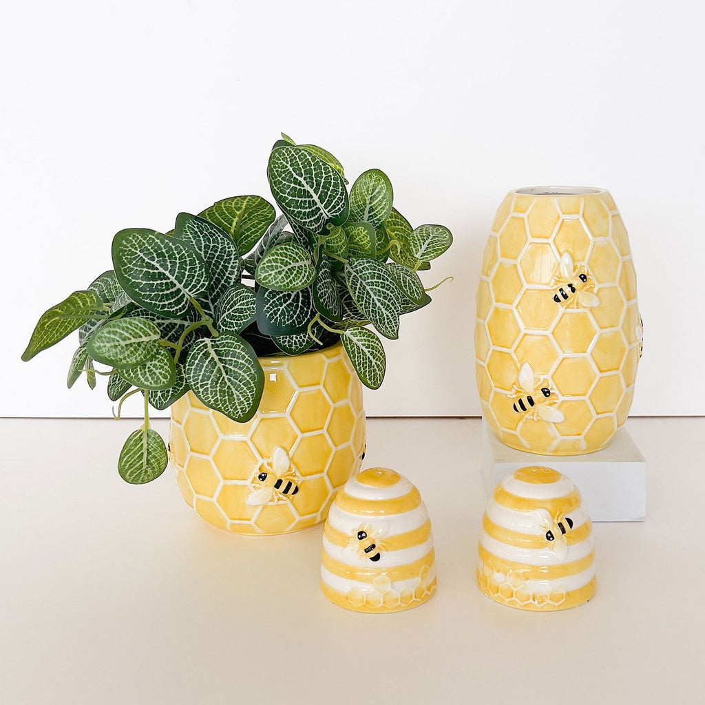 Bee Hive Salt & Pepper Shakers Yellow