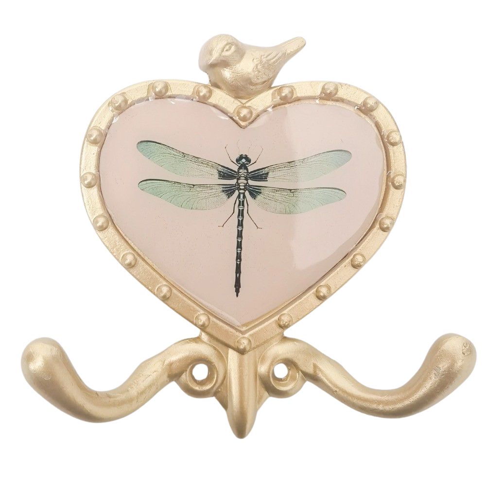 Dragonfly Wall Hook Pink & Gold 12cm