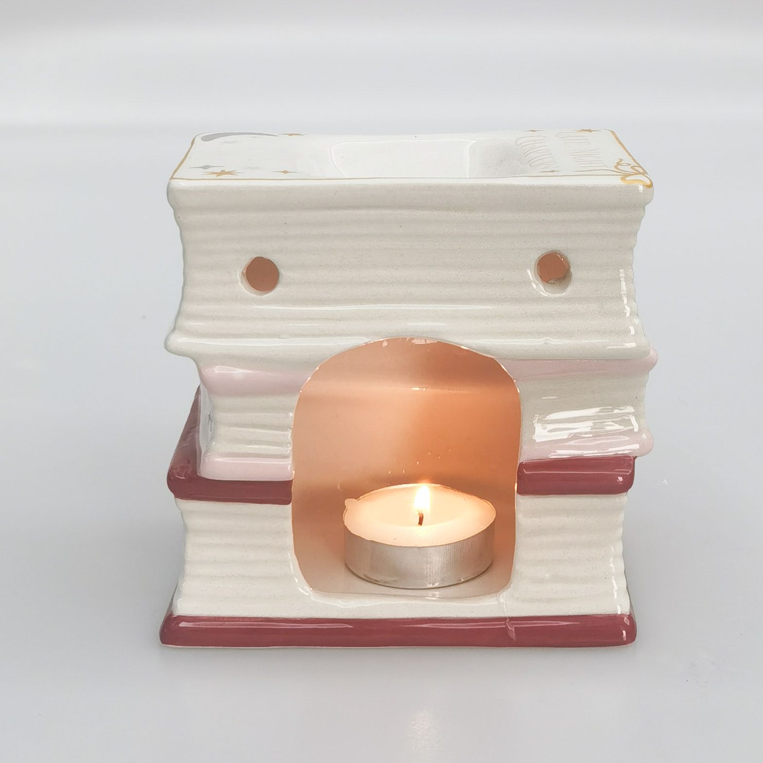 Book Stack Oil Burner Pink & Gold 11cm