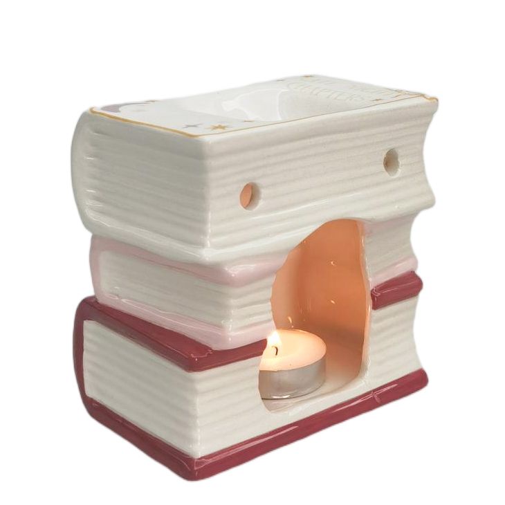 Book Stack Oil Burner Pink & Gold 11cm