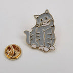 Cat Memmento Pin Grey