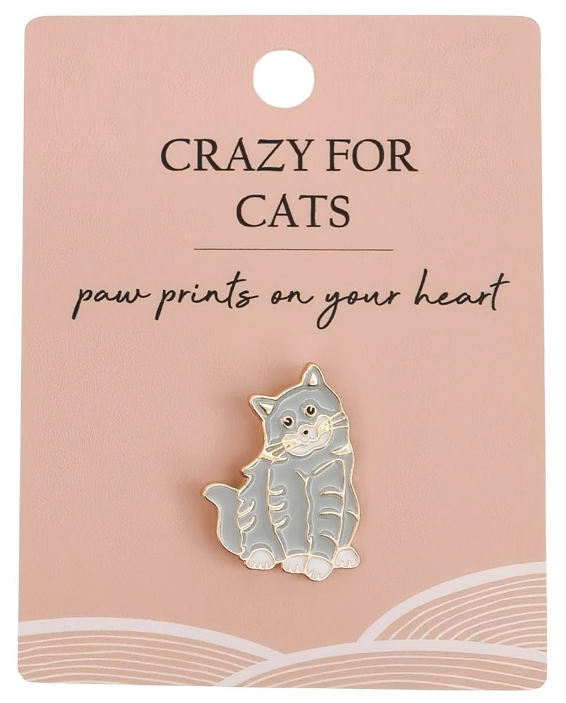 Cat Memmento Pin Grey