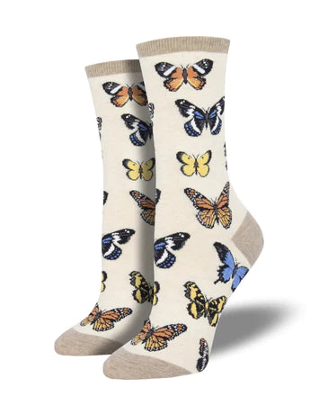 W Majestic Butterflies Ivory Heather Sock