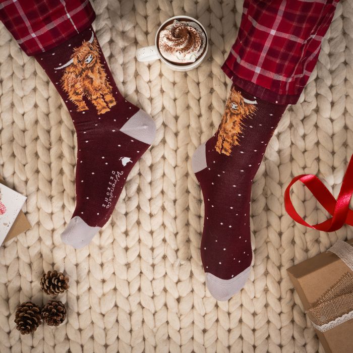 Wrendale Mens Highland Cow Xmas Sock
