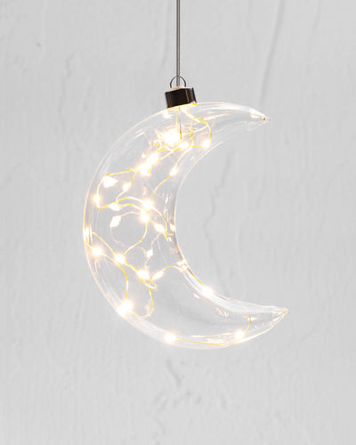 Clear Crescent Moon Hanging Glass Light