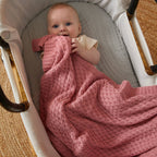 Blush Basket Weave Knit Blanket 100% Cotton