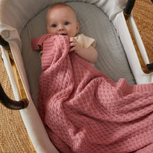 Load image into Gallery viewer, Blush Basket Weave Knit Blanket 100% Cotton