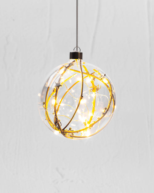 Gold Bead Sphere Hanging Glass Light