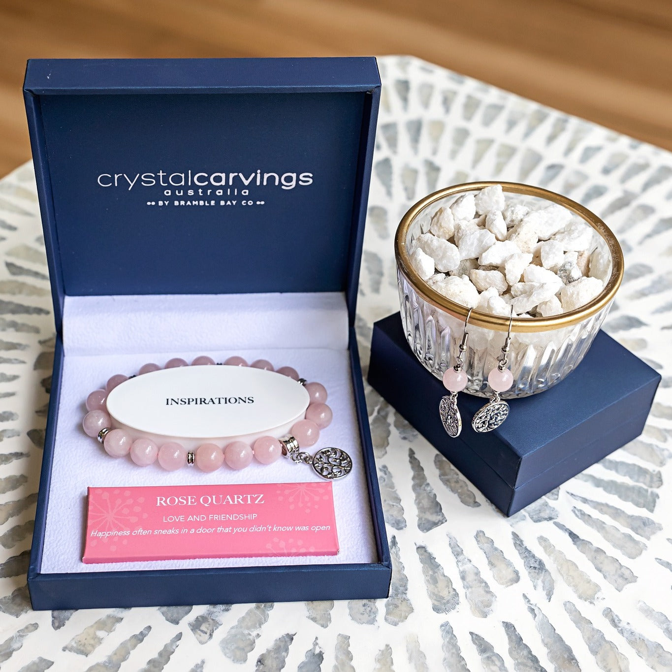 Tree of Life Charm Bracelet Rose Quartz