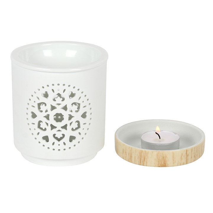 White Mandala Cut Out Oil/Wax Burner