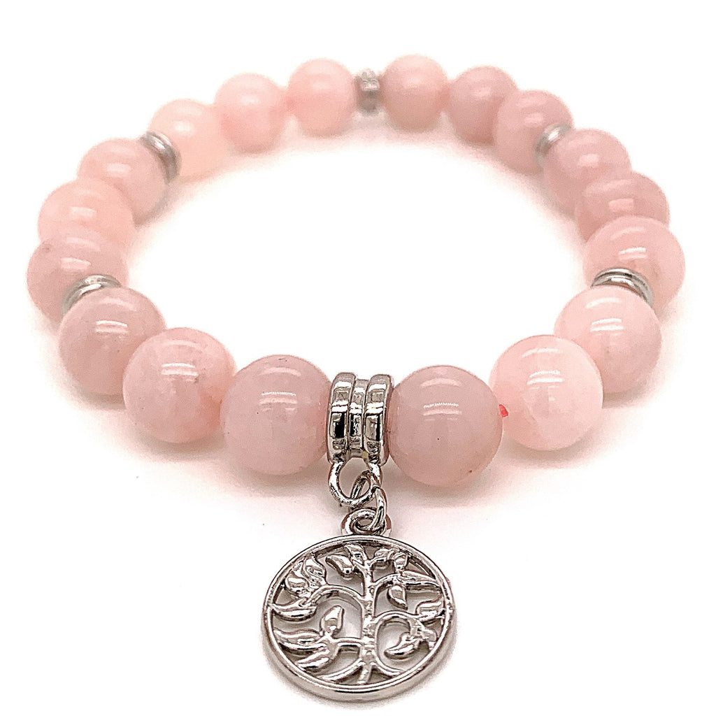 Tree of Life Charm Bracelet Rose Quartz