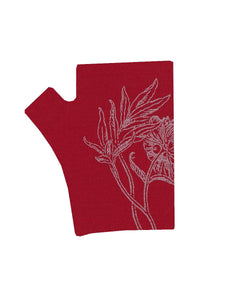 Red Peony Hobo Length Printed Merino Fingerless Gloves
