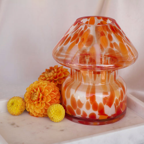 Blood Orange Mushroom Glass Candle