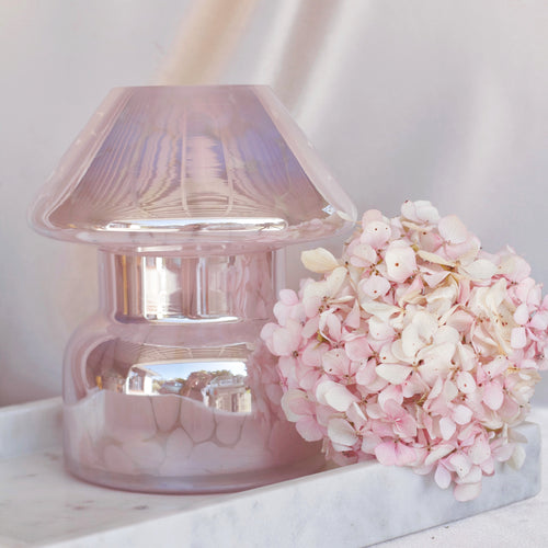 Pink Cloud Mushroom Glass Candle