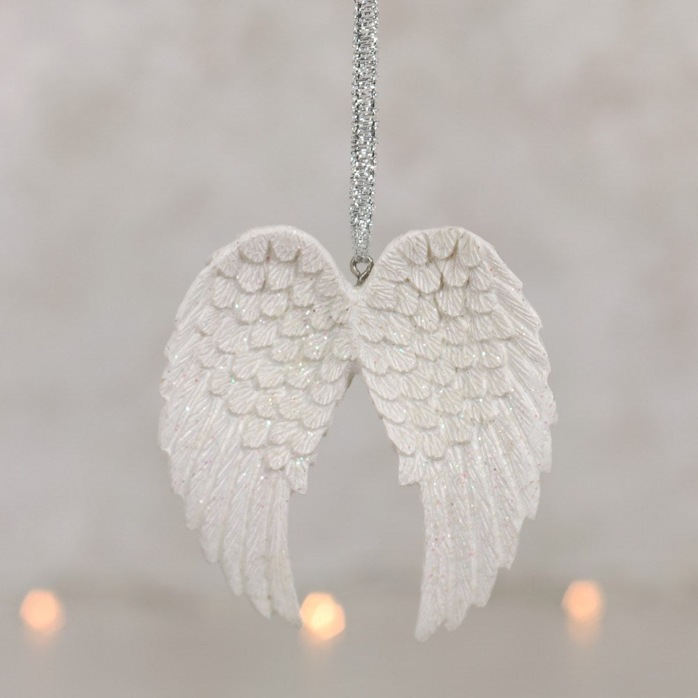 Double Angel Wing Glitter Decoration