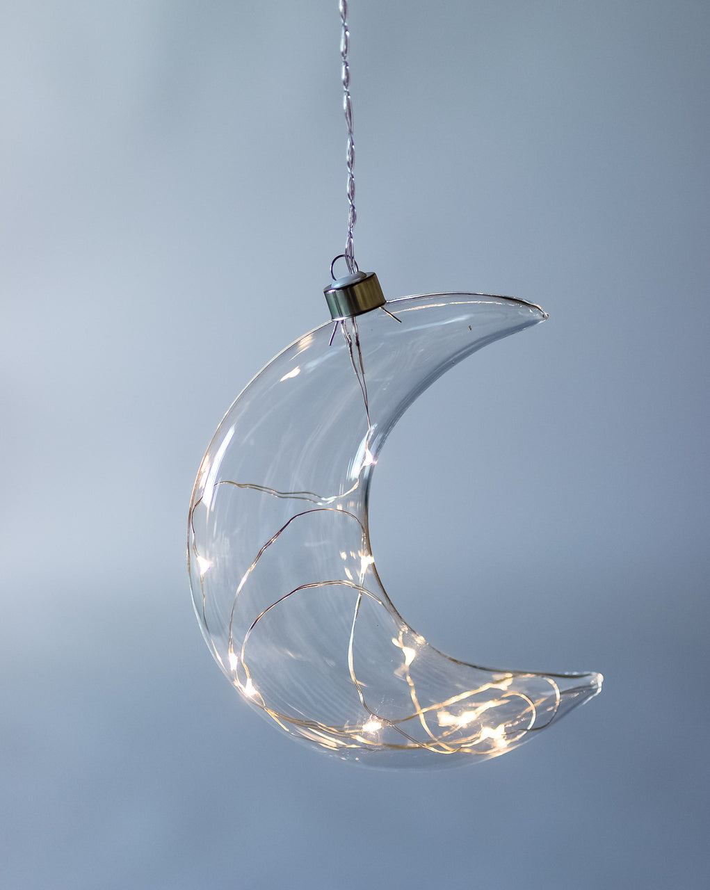 Clear Crescent Moon Hanging Glass Light