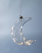 Clear Crescent Moon Hanging Glass Light