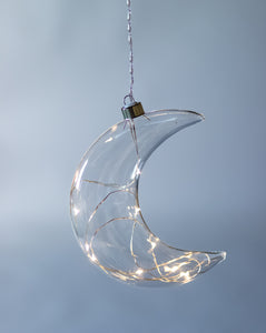 Clear Crescent Moon Hanging Glass Light