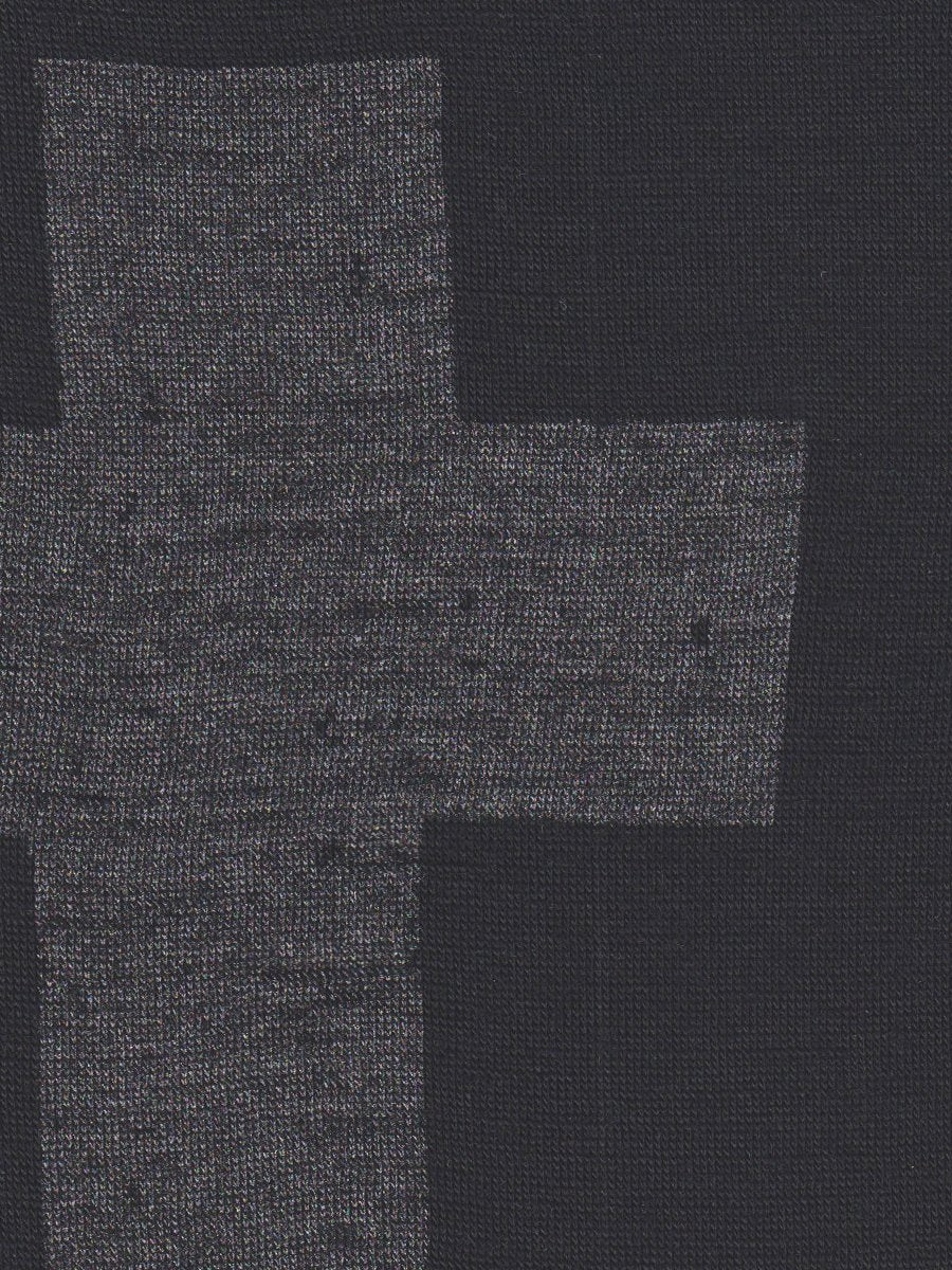 Black Cross Anthracite Printed Merino Fingerless Gloves