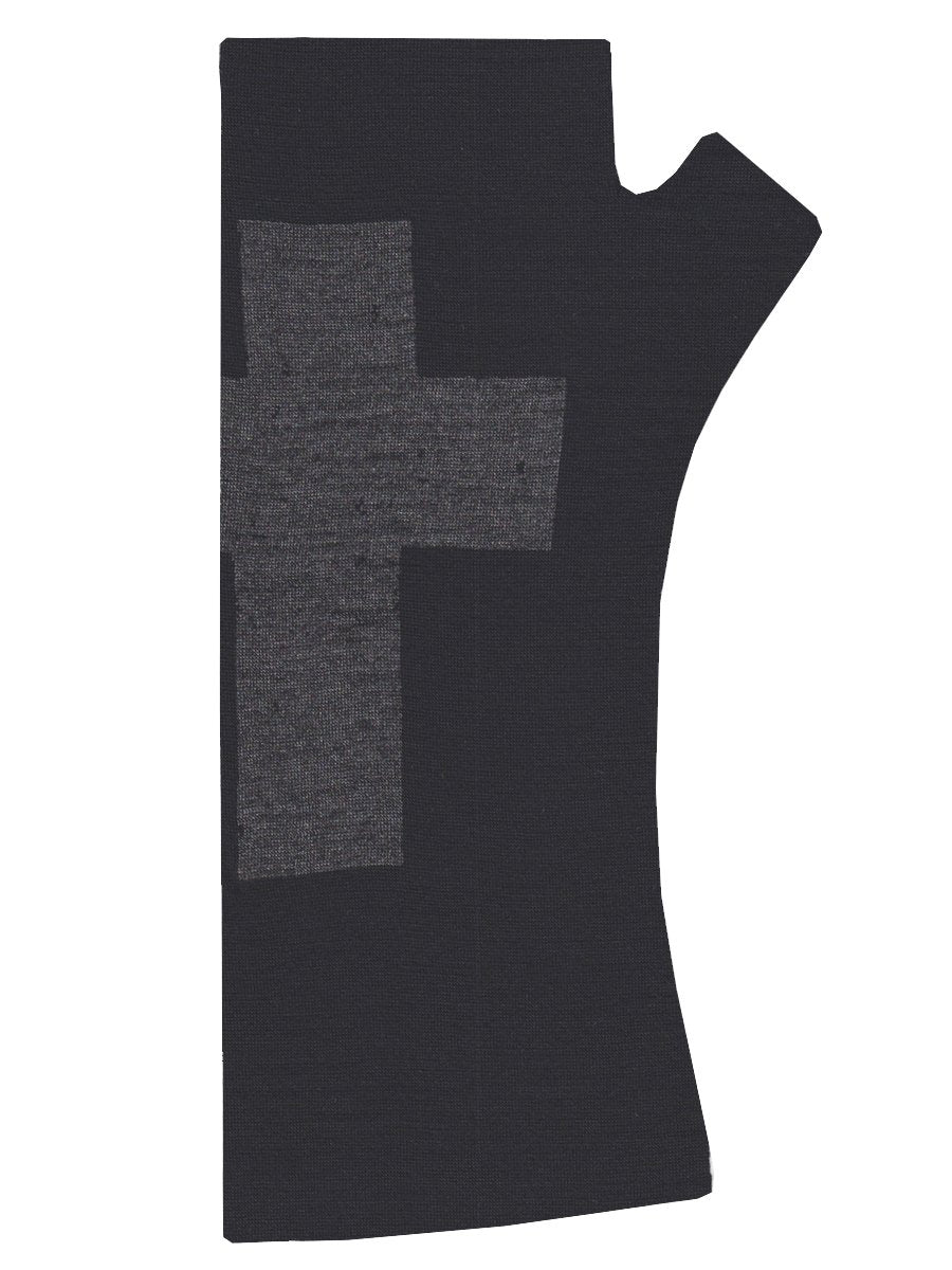 Black Cross Anthracite Printed Merino Fingerless Gloves