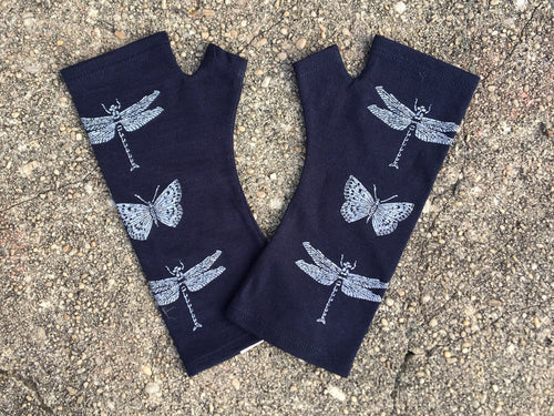 Ink Blue Dragonfly Merino Gloves