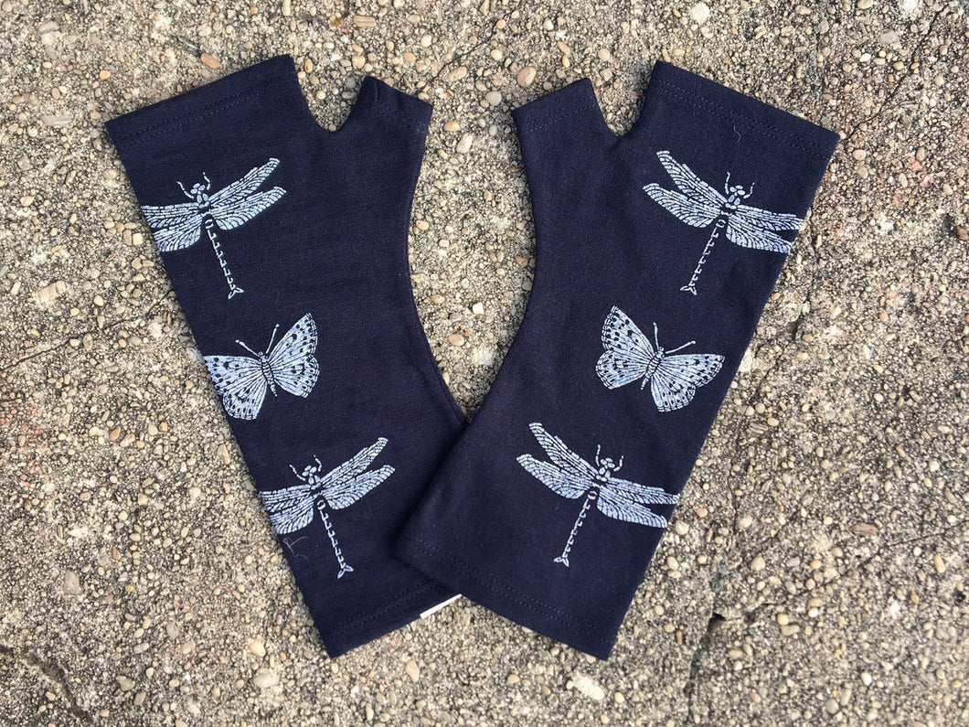 Ink Blue Dragonfly Merino Gloves
