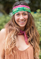 Half Boho Beandeau Red Gold Green